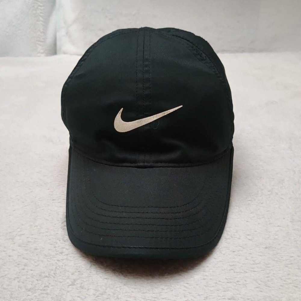 Nike Running Hat Cap Strap Back One Size Mens Black Dri-FIT Featherwieght Light
